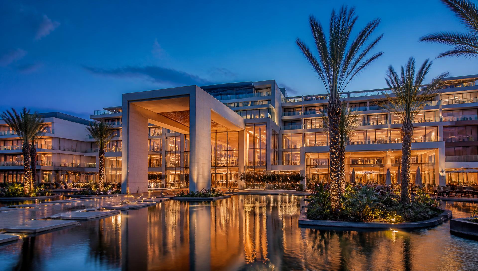 The Marvellen Hotel & Suites illuminated at blue hour